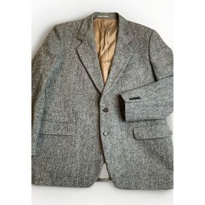 Harris Tweed Blazer Alexandre London Grey Herringbone Made In England 46 R